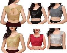 Blouse femme paillettes broderie Bollywood Sari chemisier ethnique jupe crop top
