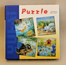 6 puzzles de 20 pièces en bois - La ferme, la marre aux canards - Puzzle