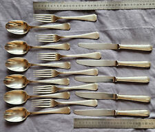 CHRISTOFLE : 6 couverts et 5 couteaux de table modèle AMERICA en métal argenté