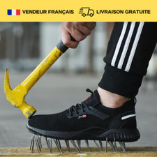 Chaussures de Sécurité Travail Chantier - Embout Acier -Légère Souple Noire.