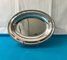 Panière à pain CHRISTOFLE modèle PERLES métal argenté corbeille plat 31x23,5 cm