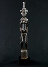 Art Africain - Longiligne Statue de Déblé Senoufo Senufo sur Socle - 28,5 Cms ++