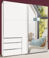 Armoire à Portes Coulissantes Level Penderie 250x65x236cm 2-türig Blanc Miroir