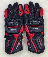Gants de moto unisexes Aprilia Racing rouge noir gantlet piste de motard