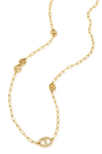 Collier long maille marine - long, –