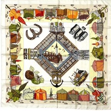 Foulard HERMES Carré90 carré en soie "Le charme de la côte normande"...