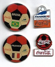lot de 4 pin's coca cola coupe du monde de football 1998