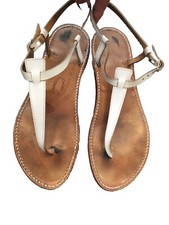 Très Belle Sandales Tongs Cuir Blanche Rondini 39 Authentique 