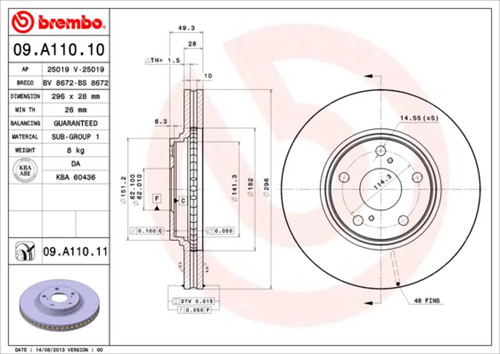 Disque frein avant brembo - de,