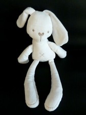 R6. DOUDOU PELUCHE MAMAS & PAPAS LAPIN BLANC ECRU CROIX TAUPE ETAT NEUF*