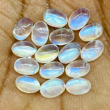 16 Pièces Naturel Bleu Feu Pierre de Lune 6x4mm Ovale Cabochon non Traité Perdre