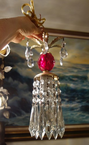 Vintage ruby lucite hanging - lucite,