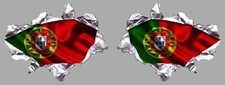 2 X DRAPEAUX PORTUGAIS PORTUGAL METAL DECHIRE BIKER AUTOCOLLANT STICKER MB019
