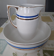 ENSEMBLE TOILETTE BROC ET CUVETTE EN FAIENCE VINTAGE 