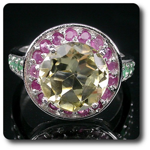 Bague citrine emeraude rubis - bague,