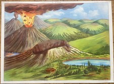 🌋 Ancienne affiche scolaire Rossignol, 1950 - 25 Volcan, 26 Eaux infiltration