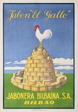ARRUE-VINTAGE POSTER OF THE ROOSTER BILBAO SOAP-BILBAO SOAP DISH S.A -1920