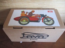 MOTO SIDECAR SIDE CAR TOLE MECANIQUE PAYA RBA COULEUR ORANGE NEUF EN BOITE