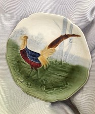 Ancienne assiette, barbotine faisan, Choisy-le-Roi, H.Boulenger (AD)