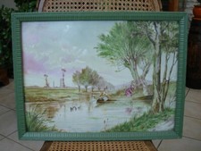 Grand tableau encadré, huile