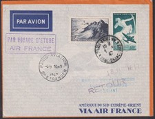 ✈ 1947 AIR FRANCE PARIS–SHANGHAI “VOYAGE D’ÉTUDE 40F CENTAURE  20F POINTE DU RAZ