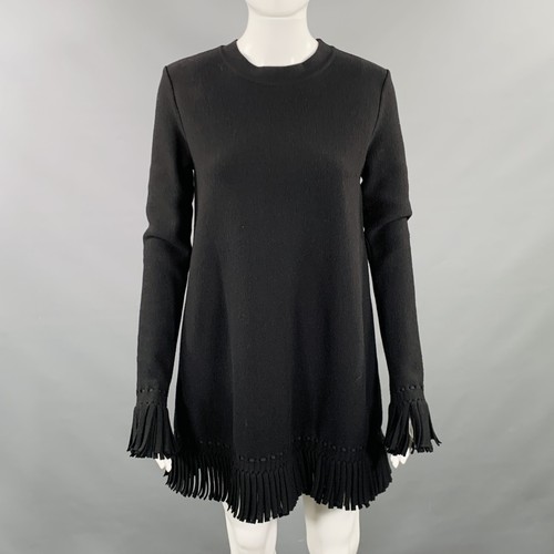 Robe mini laine noire à - robe,