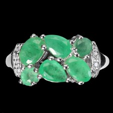 925 Bague en Argent Ovale Vert