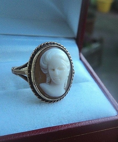 9ct bague camée - or,