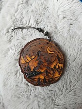 Sous-verre en bois montagnes décoration maison pyrographie fait main cadeau personnalisé 