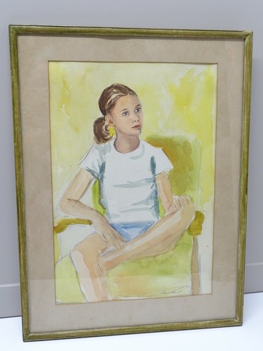 Belle aquarelle jeune fille - jeune,