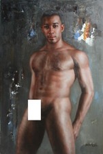 portrait homme nu integrale peinture huile sur toile / painting on canvas nude