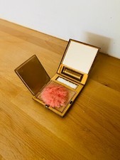 Ancien poudrier de sac avec miroir + rouge à lèvres en métal doré – années 1940