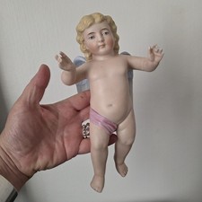 Grand Ange Chérubin Ancien Biscuit Porcelaine Vers 1900