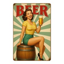 Bière bière avec dame plaque