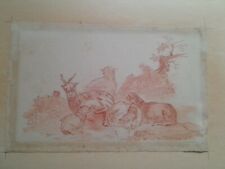 dessin original ancien animaux brebis belier sanguine papier vergé