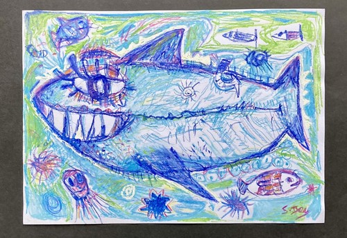 Tableau peinture requin - peinture,