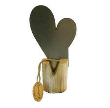 Casa Country déco coeur métal sur socle bois 22 cm environ 