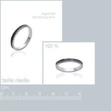 Alliance T58 Rhodié 3 mm Sertie Rail Onyx Cz Argent Massif 925 de Dolly-Bijoux