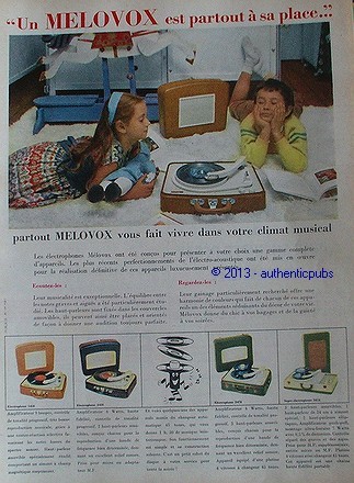 Publicite melovox electrophone - publicite,