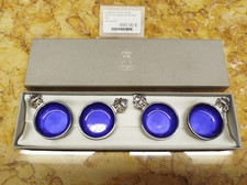 Coffret 4 salerons GEORG JENSEN Danemark argent 925 émaillé bleu 69VitB 29/10