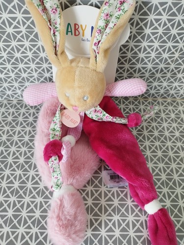 Doudou lapin plat - , rose