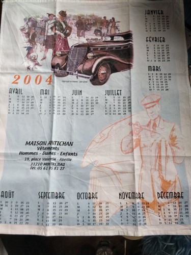 Calendrier tissus torchon 2004