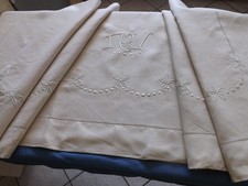 Drap brodé pur lin mono - en,