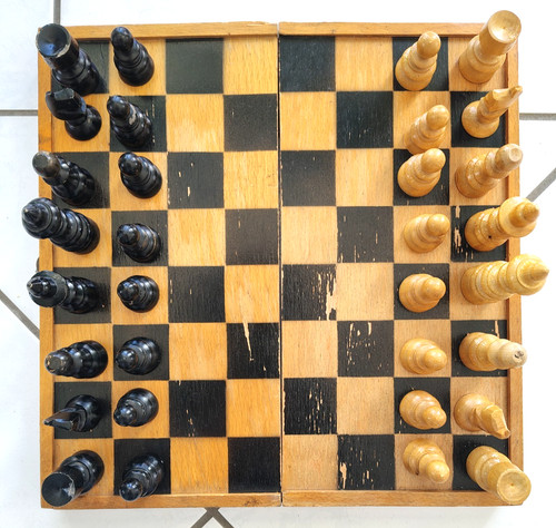Ancien jeu échecs bois - jeu,