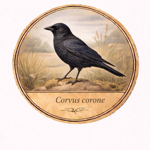 Sticker black crow corvus - sticker,