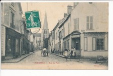 CPA CHAUMES ( 77 ) Rue de FOIX - magasin Corderie épicerie mercerie -  animée
