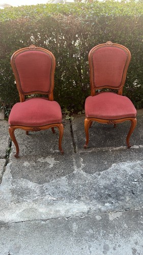Chaise bois velours louis - bois, en