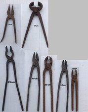 7 Outils anciens de forgeron, pinces, art populaire