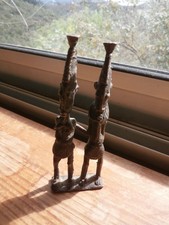 RARE ANCIENNE STATUE BRONZE couple CHEF ANCÊTRE DOGON Mali Afrique