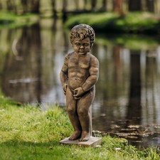 Figurine en pierre Manneken Pis avec cours d'eau 72 cm 27 kg béton blanc doré...